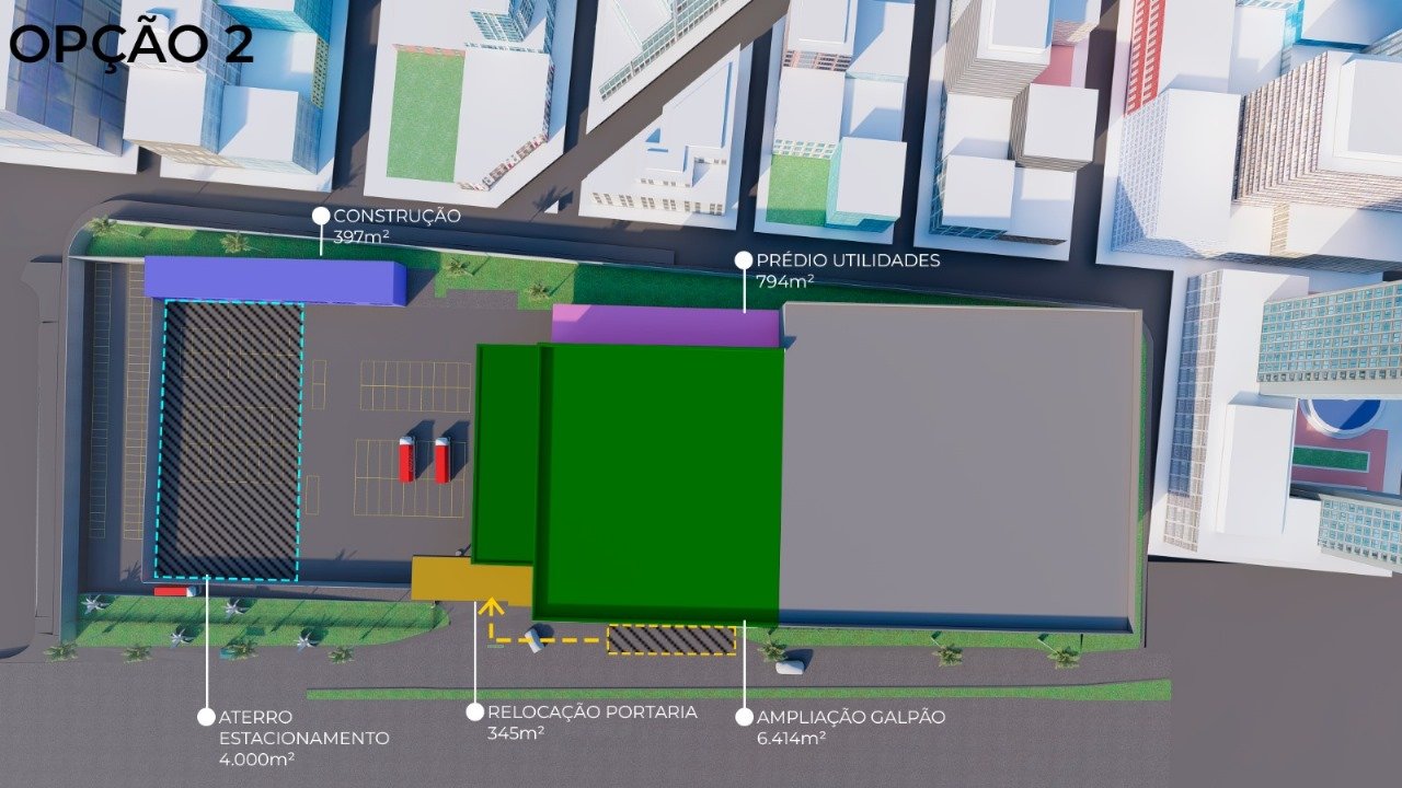 "Implantação industrial da FEMSA em Belo Horizonte com ampliação de galpão logístico, prédio de utilidades, portaria e estacionamento — estimativa de custo elaborada por Ágata Barbosa, engenheira civil."